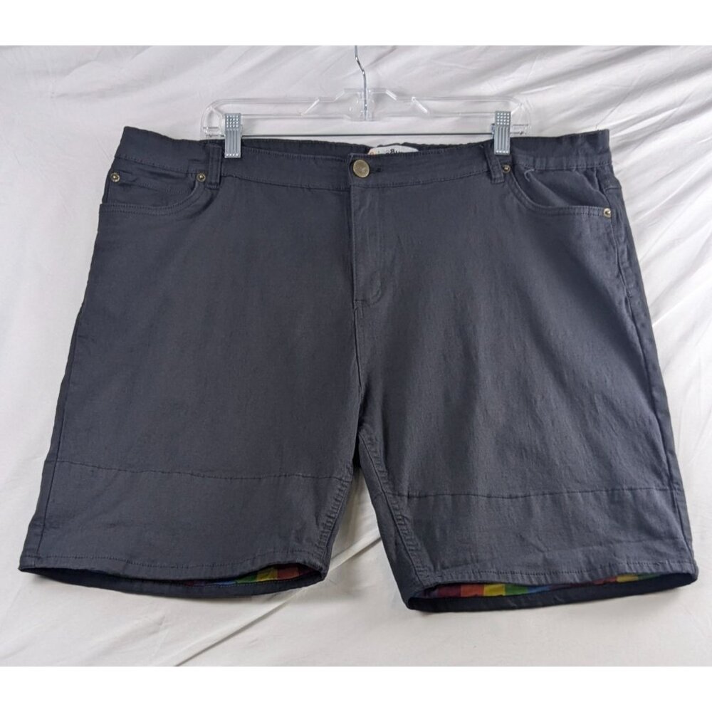 PrideBunny Mens 48 Black Shorts W/ Rainbow Cuffs